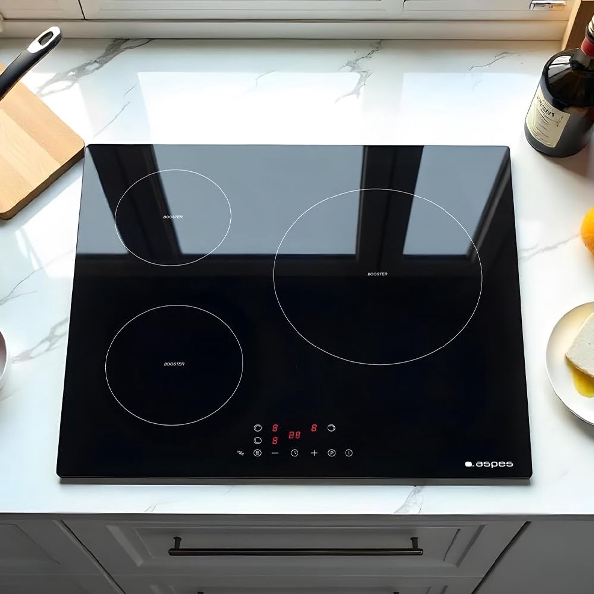 Inductiekookplaat Zwart Glas - Elektrisch fornuis Kookplaat - Snel Koken - Touch Schuifregeling - 60 cm - Zwart