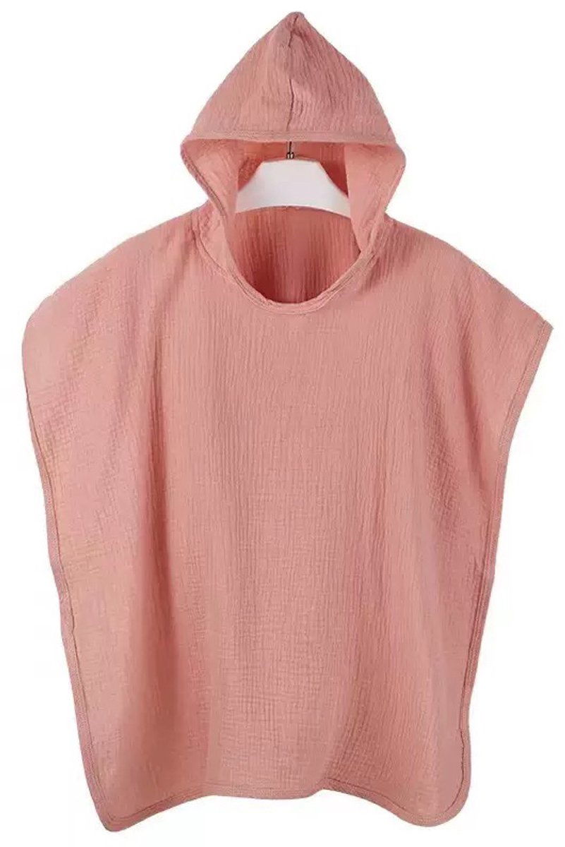 Badponcho Roze | 100% Katoen | Zacht en Licht | Met Capuchon | 76 x 76 cm | Peuter | Kind