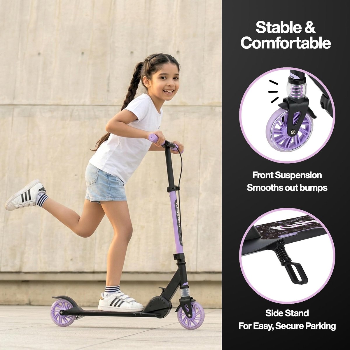 SnelShoppen - Kinderstep voor Jongens en Meisjes vanaf 5 Jaar tot 50 kg, Inklapbare Step met 120 mm PU Wielen met Licht, ABEC-5 Kogellagers, Handrem e