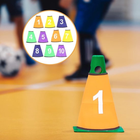 Genummerde Kegelhoezen - Trainingsmarkers Voetbal - Sporttraining Verbeteren - 10 Stuks Set - 9.7 cm Diameter - Meerdere Kleuren — afbeelding 2