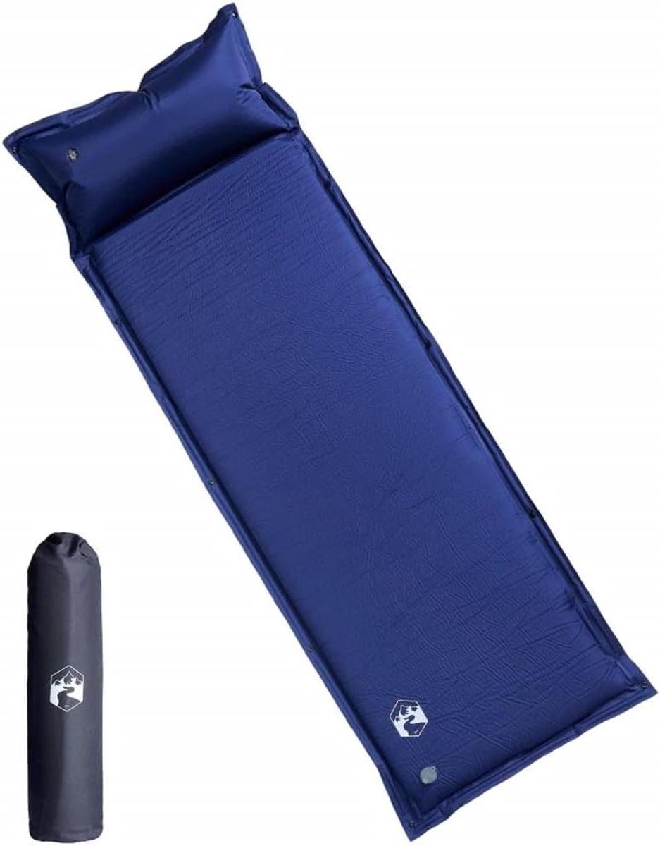 Zelfopblazend Campingmatras - Slaapmat Trekking - Buiten Kamperen - Met Ingebouwd Kussen - 190 x 64 cm - Marineblauw