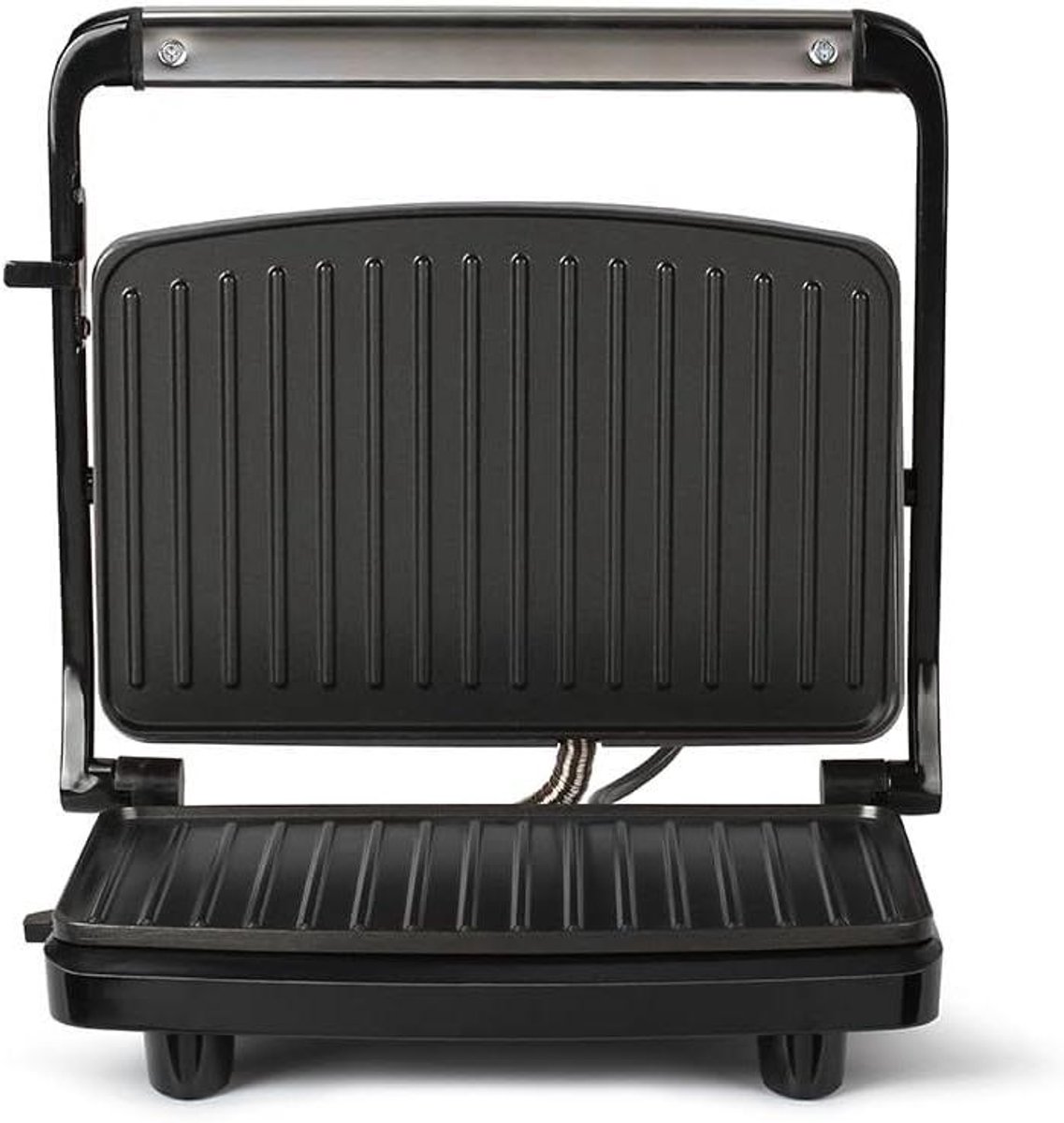 Compacte Grill - Elektrische Grillplaat - Snelle Maaltijden Bereiden - Verstelbaar Scharnier - 23 x 15 cm - Grijs