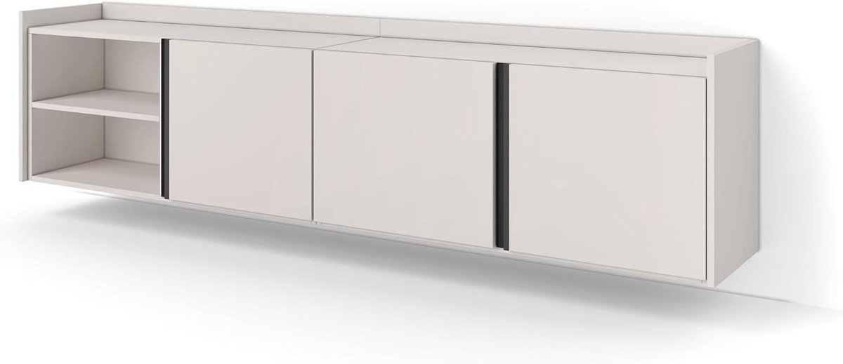 Tv-Meubel - Lowboard Kast - Opbergen Televisie - Soft-close Scharnieren - 207x50x35 cm - Beige