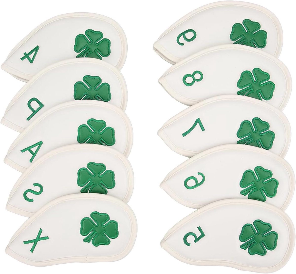 Golfclub Hoesjes - Golf Accessoires - Golf Bescherming - Klavertje Vier Patroon - 10 Stuks - Wit