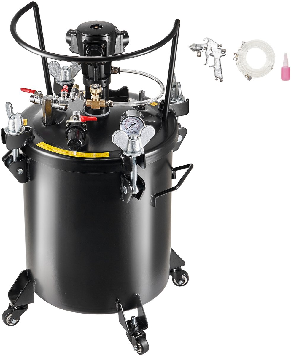 Druktank voor Spuitverf, 30 Liter Automatische Druktank met Roerfunctie, Instelbare Druk Tot 70 Psi, Verfcontainer met Spuitpistool en Slangen, Geschikt voor Schilderprojecten