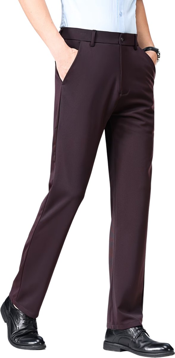 Currero Pantalon Heren Chino Regular Fit Golfbroek Nette Broek Met Elastische Tailleband Volwassenen Donkerrood Bordeauxrood