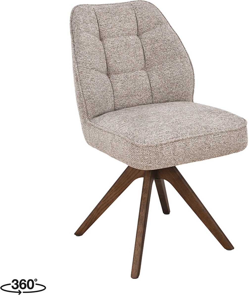 LABEL51 Yuto Eetkamerstoel - Creme - Prestige - Walnoot Hout - Stoel - Normale eetkamerstoel