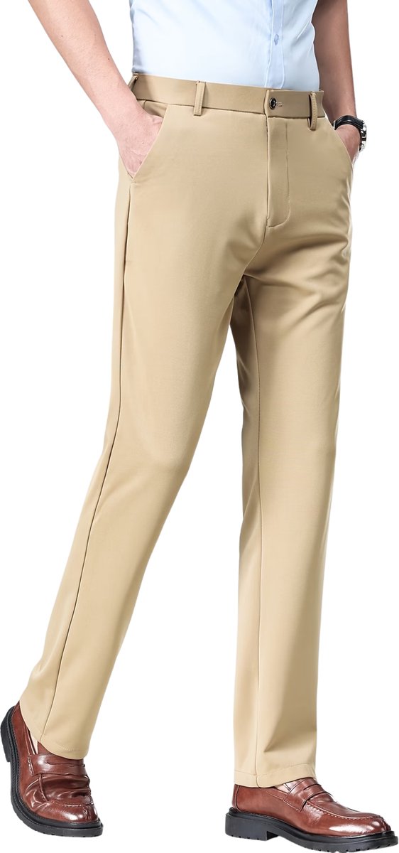 Currero Pantalon Heren Chino Regular Fit Golfbroek Nette Broek Met Elastische Tailleband Volwassenen Creme