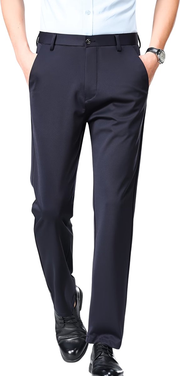 Currero Pantalon Heren Chino Regular Fit Golfbroek Nette Broek Met Elastische Tailleband Volwassenen Donkerblauw