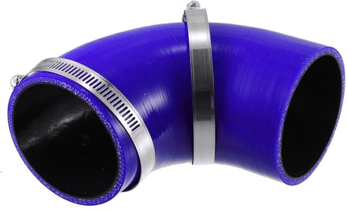 Silicone Reducer 90 Graden - 76mm / 3" Binnendiameter - Slang Koppeling - Universele Pasvorm - Blauw - Kwaliteitsmateriaal