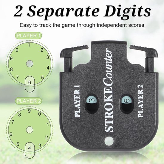 Slagtellers golf resultaatteller voor 2 spelers - Sleutelhanger - Draagbare handteller - Score tellers zwart — afbeelding 2