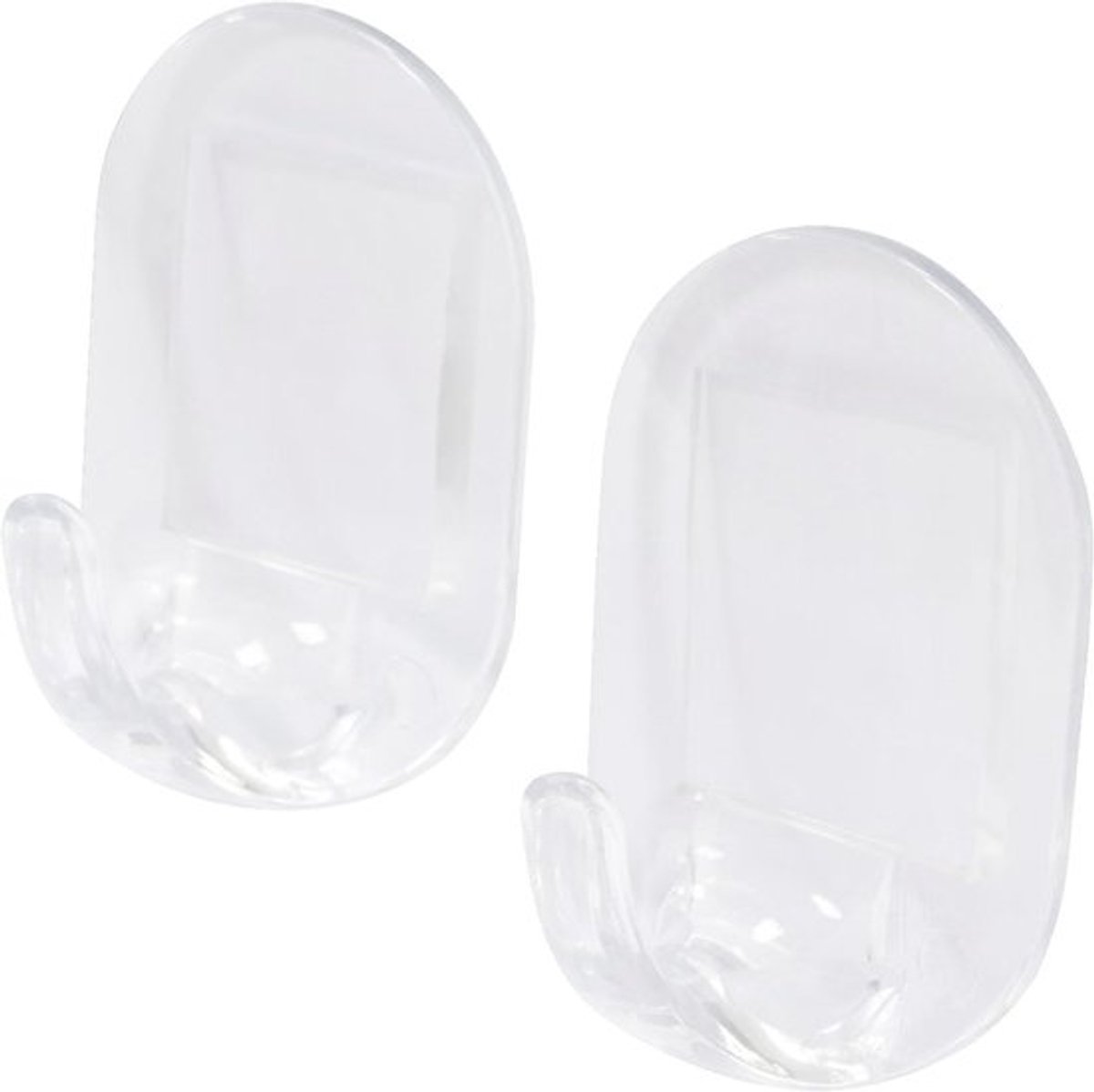 Set van 2 transparante wandhaken voor badkamer en keuken - zelfklevend - 33 x 50 mm