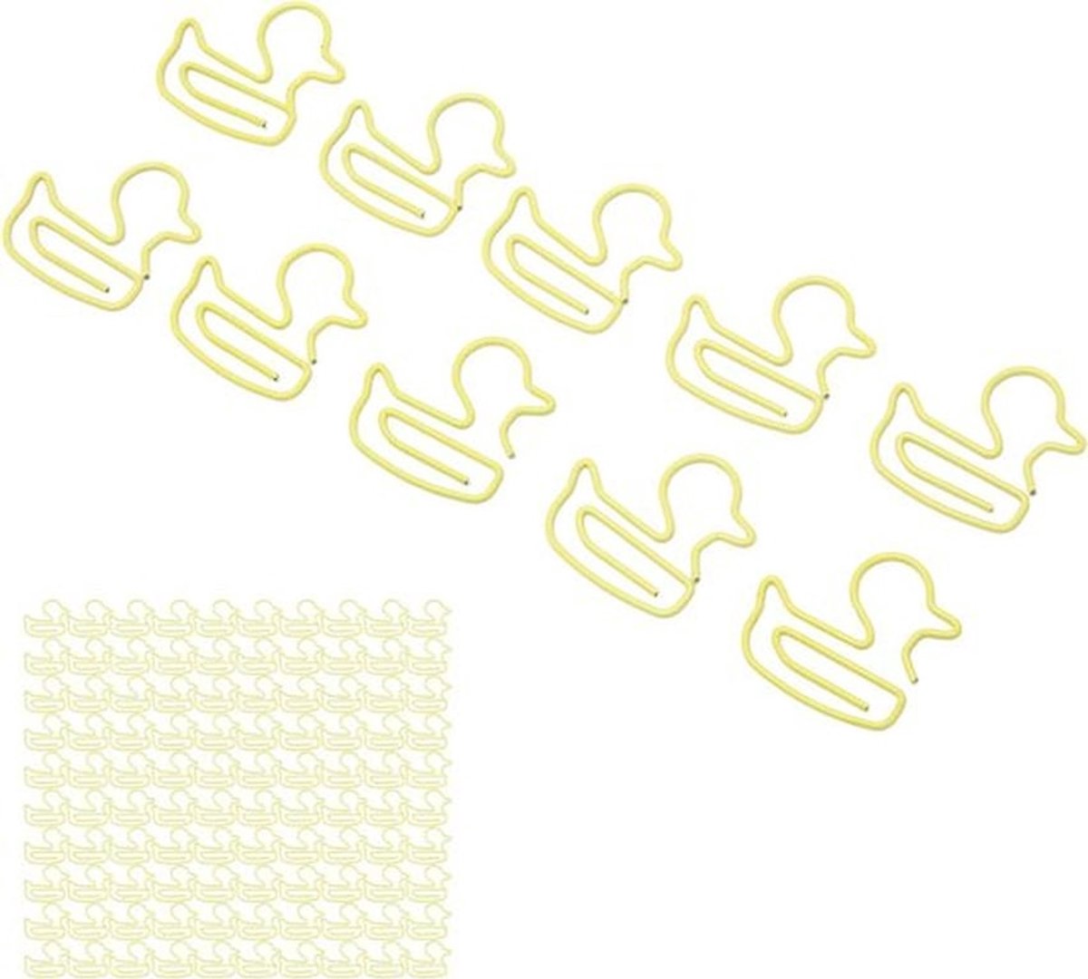Set van 100 Gele Eend Vormige Paperclips - Metaal - Creatief - Leuk voor Studenten en Leraren