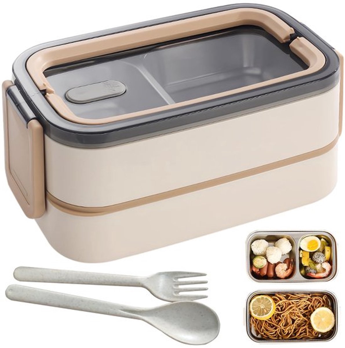 Lunchbox Premium Roestvrij Staal - Bento Box - 2 Etages - BPA-vrij - Magnetronbestendig - Ideaal voor Volwassenen