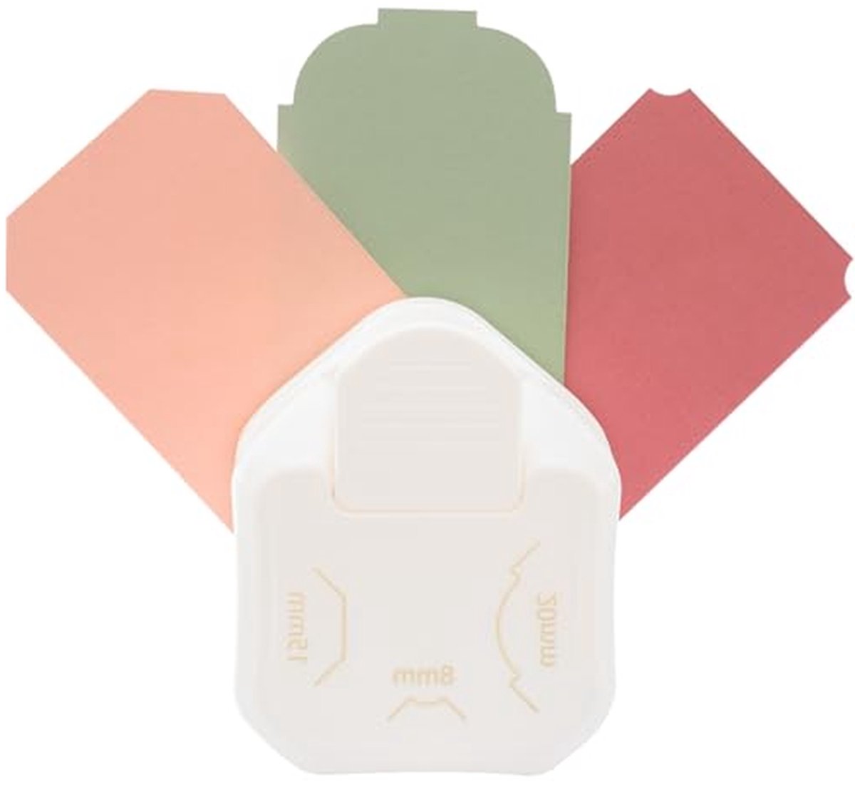 3-in-1 Hoekpons - Hoeksnijder Papier - Kaarten Maken - 3 Verschillende Hoeken - 8/15/20 mm - Wit