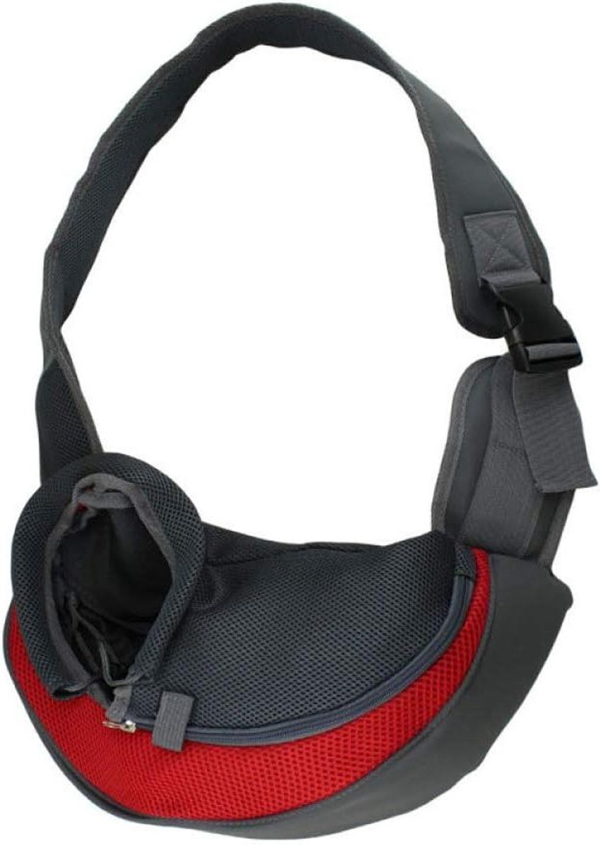 Huisdier Schoudertas - Reistas Hond Kat - Reizen met Huisdier - Ademend Mesh - 38x10x20cm - Rood