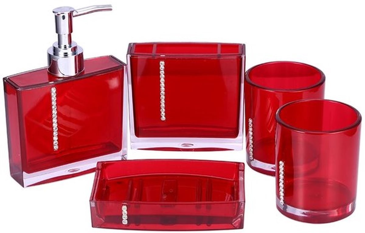 Badkameraccessoires Set 5 Stuk - Lotion Dispenser - Zeepbakje - Tandenborstelhouder - Tandenborstelbekers - Badkamerdecoratie - Badkamer Set