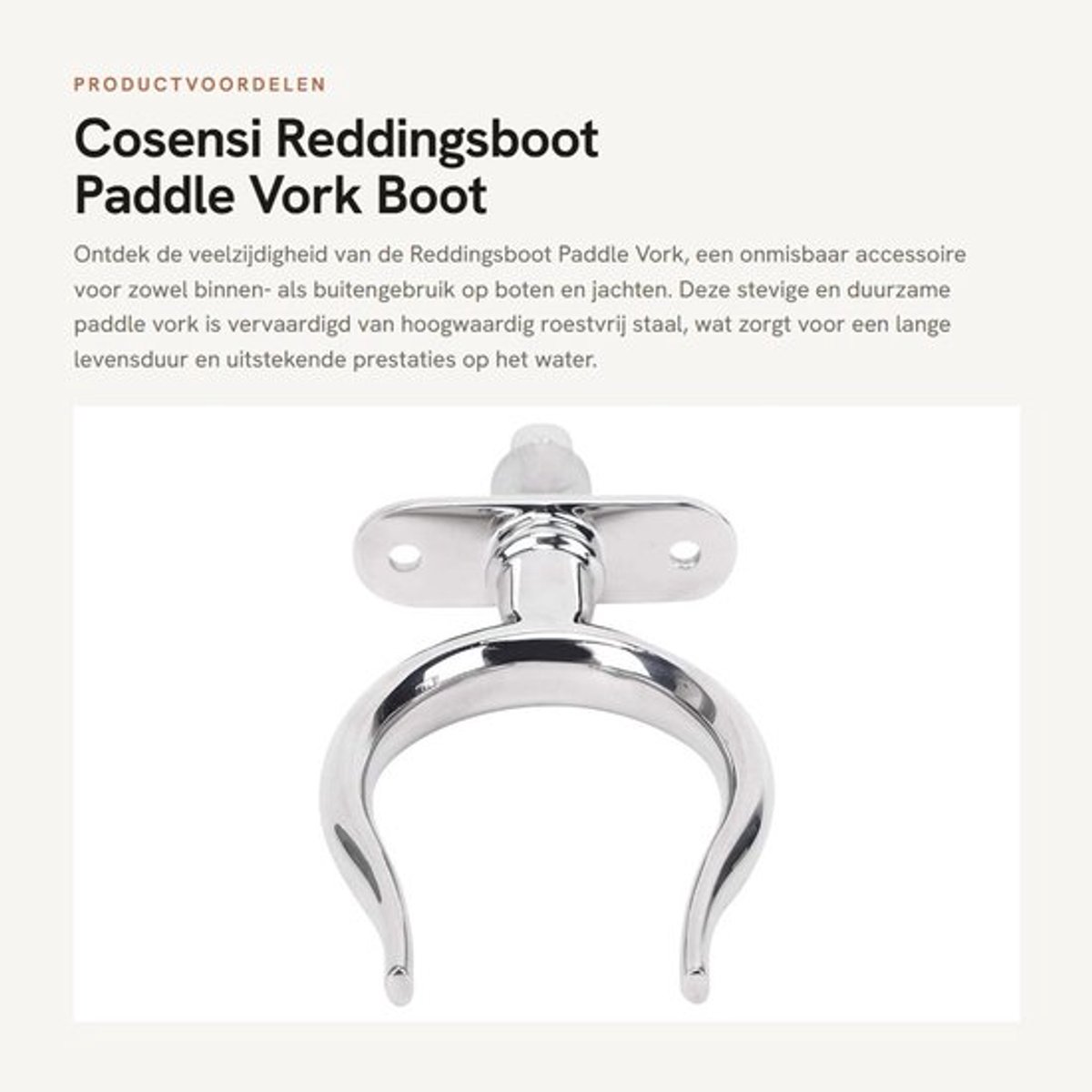 Paddle Vork Stevige Duurzame Marine - Bootaccessoire - Vaste Hengel - Geschikt voor Boten/Jachten - Hoogwaardig Roestvrij Staal - Eenvoudig te Installeren