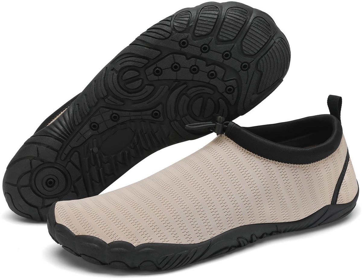 SnelShoppen - Antislip Badschoenen voor Dames en Heren, Sneldrogend, Lichte Waterschoenen, Maat 36-46, Kaki, Perfect voor Strand, Zwemmen en Camping