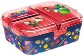 Nintendo Super Mario The Movie Kinderlunchbox – Broodtrommel met 4 vakken voor kinderen vanaf 4 jaar - Vaatwasserbestendig & BPA-vrij - Rood/Blauw