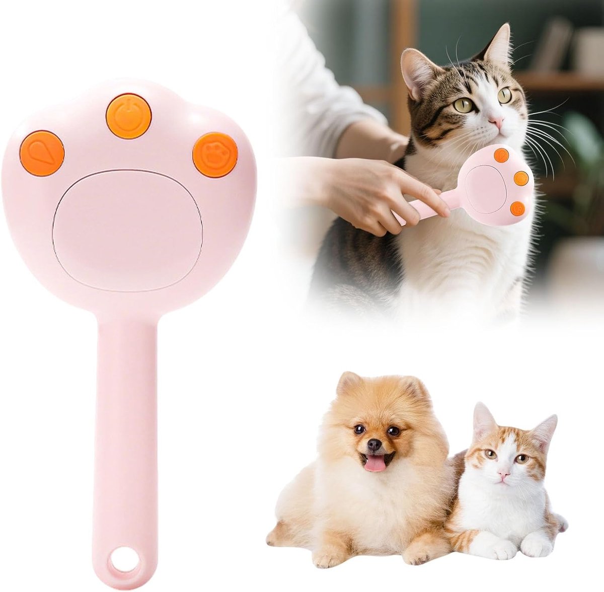 KZQ Multifunctionele stoom borstel voor katten en kleine honden - Fijne waternevel voor reiniging en vachtverzorging - Perfect voor thuis en reizen - Roze