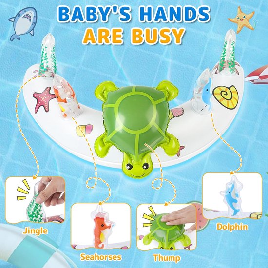 Babyzwemring met parasol - Baby drijver zwembad - Veilig zwemmen - UPF50+ zonbescherming - 3-36 maanden - Blauw — afbeelding 5