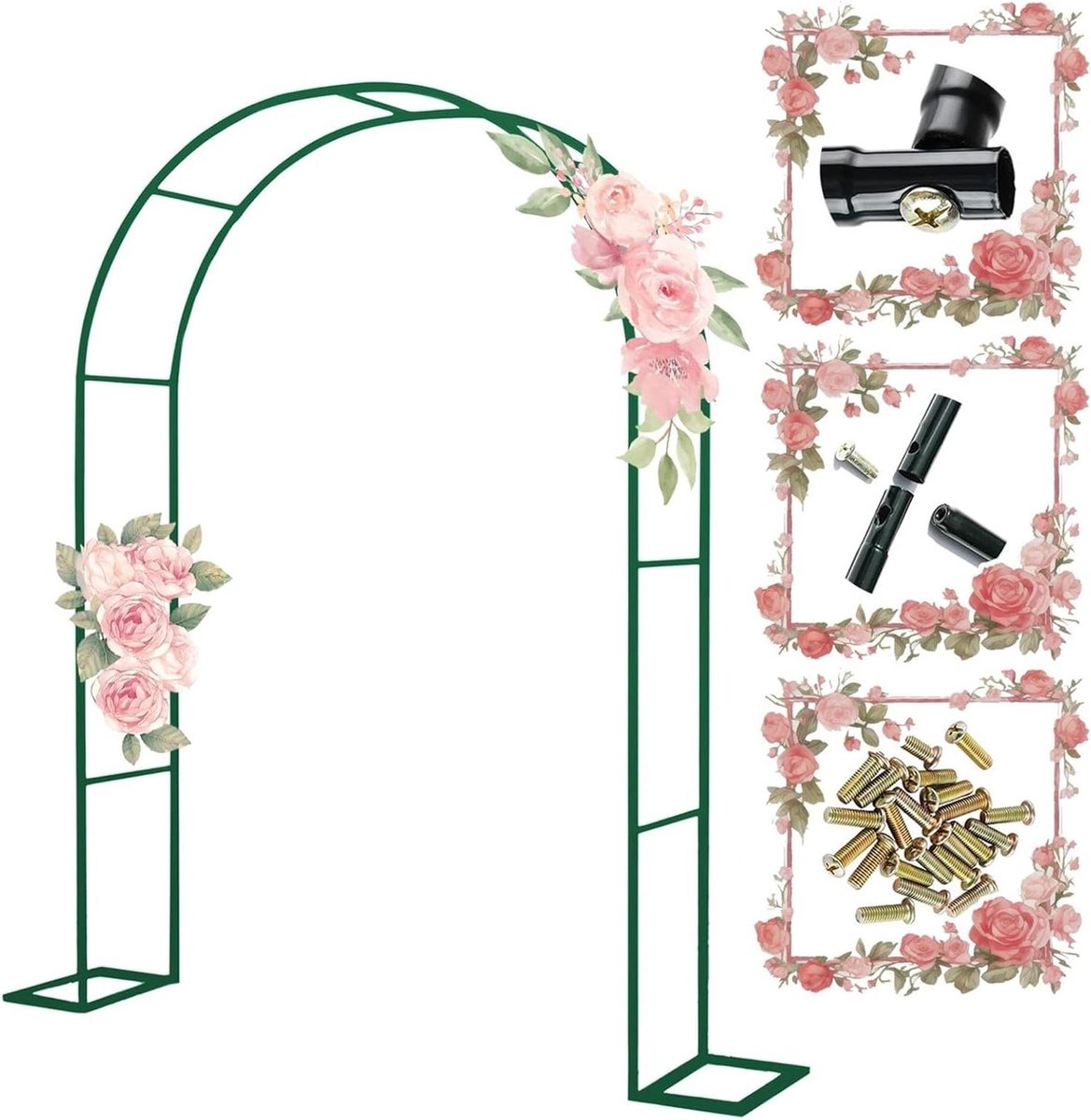 Metalen Rozenboog - Tuinboog Prieel - Klimplanten Ondersteunen - Gegalvaniseerde Stalen Buis - 120 x 220 cm - Groen