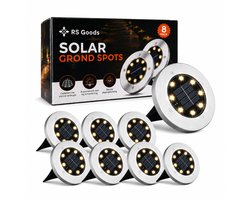 RS Goods Grond Spots op Zonne Energie - 8 Stuks - Solar Tuinverlichting - Tuinverlichting op Zonneenergie - Buitenlamp - Tuin - Verlichting - Tuinlamp