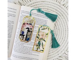 SnelShoppen - HEYMILA 2 Premium Metalen Boekenleggers met Katten & Leliebloem - Perfect Cadeau voor Vrouwen, Leraren, Studenten, Boekenliefhebbers en