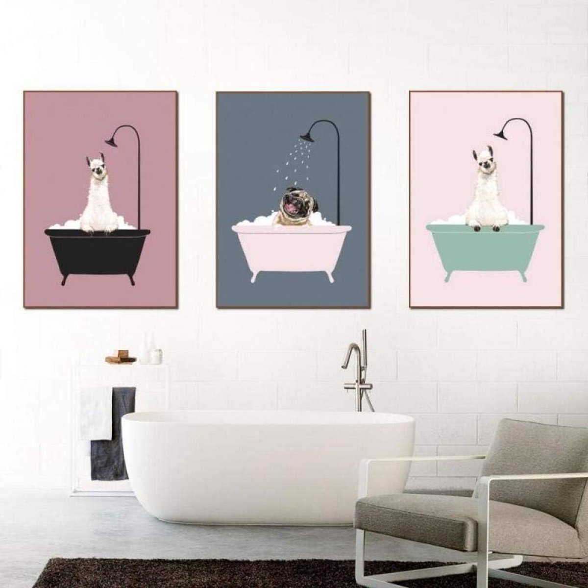 Muur Canvas Set - Poster Set Wanddecoratie - Woonkamer Decoratie - Hoge Resolutie Print - 40x60cm X3 - Roze