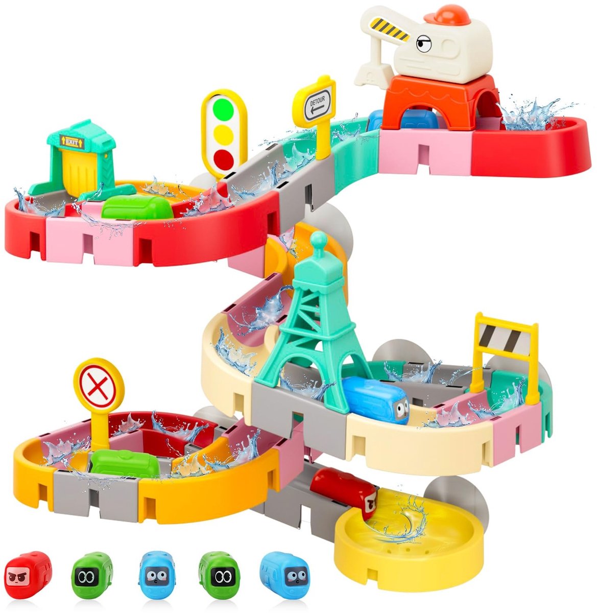 Dailygoods- Bad Speelgoed Educatief - Waterglijbaan - 51-delig - Zuignappen - Peuters - Creativiteit Stimuleren