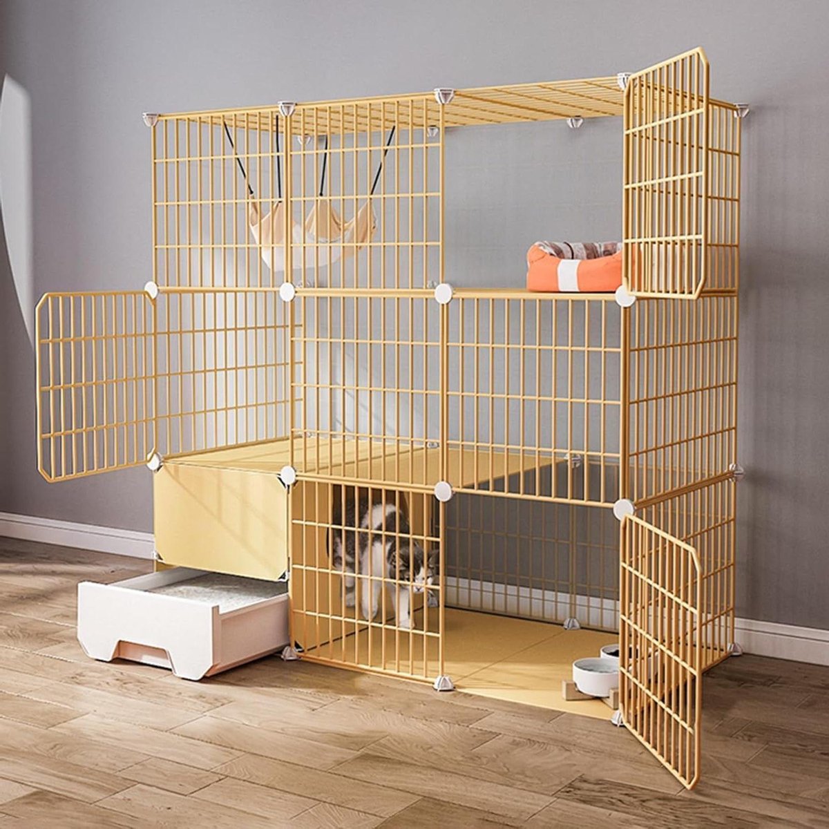 Kattenkooi - Kattenren - Binnen en buiten - Afneembare kattenbak - 75 cm L x 493 cm B x 10