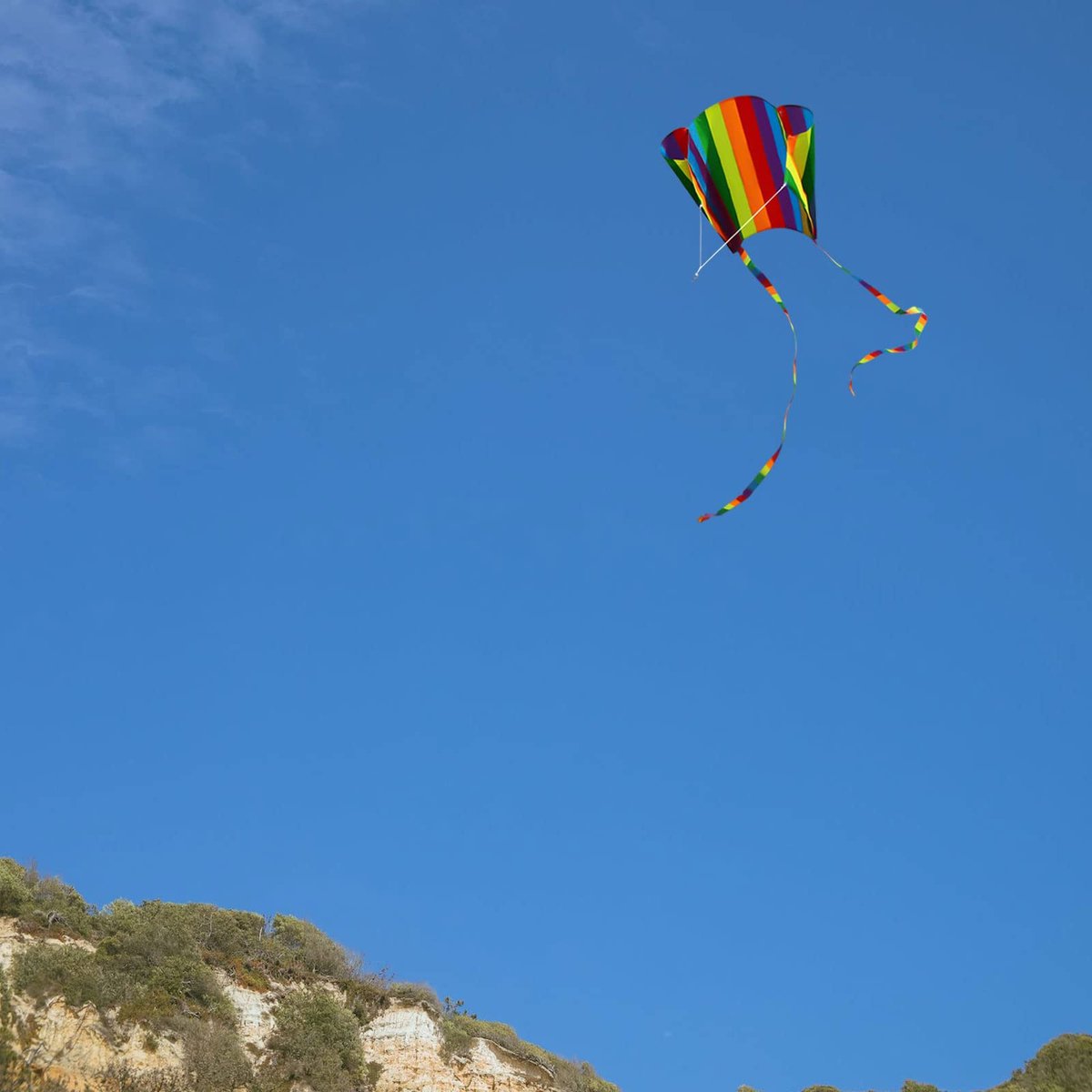 Dailygoods - Vlieger voor kinderen - Regenboogvlieger - Kleurrijke zakvlieger met lange staart - Strandspel buitenactiviteiten - Geschikt voor beginne...