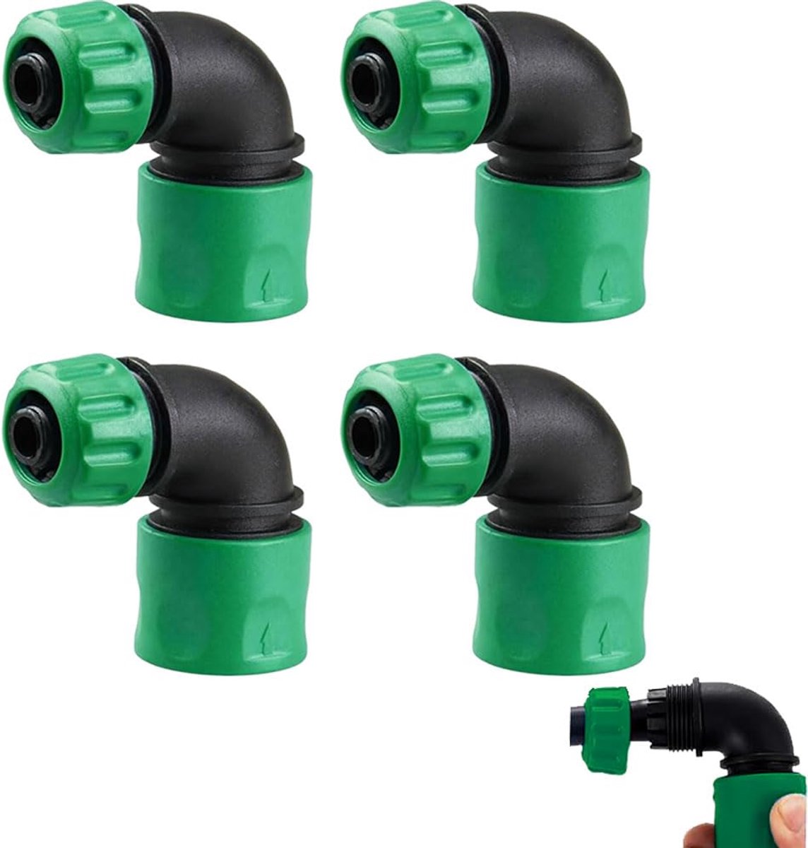 Dailygoods - 4-delige Set Tuinslang Snelkoppeling Hoekadapter - 1/2 Inch