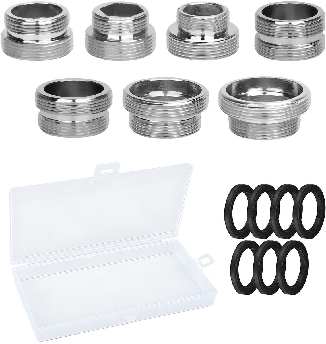 Dailygoods- Kraanadapterset 7 Stuks - M18/M22 Schroefdraadadapters - Keukenbeluchter - Tuinslang - Waterfilter - Universele Compatibiliteit - Aansluitset