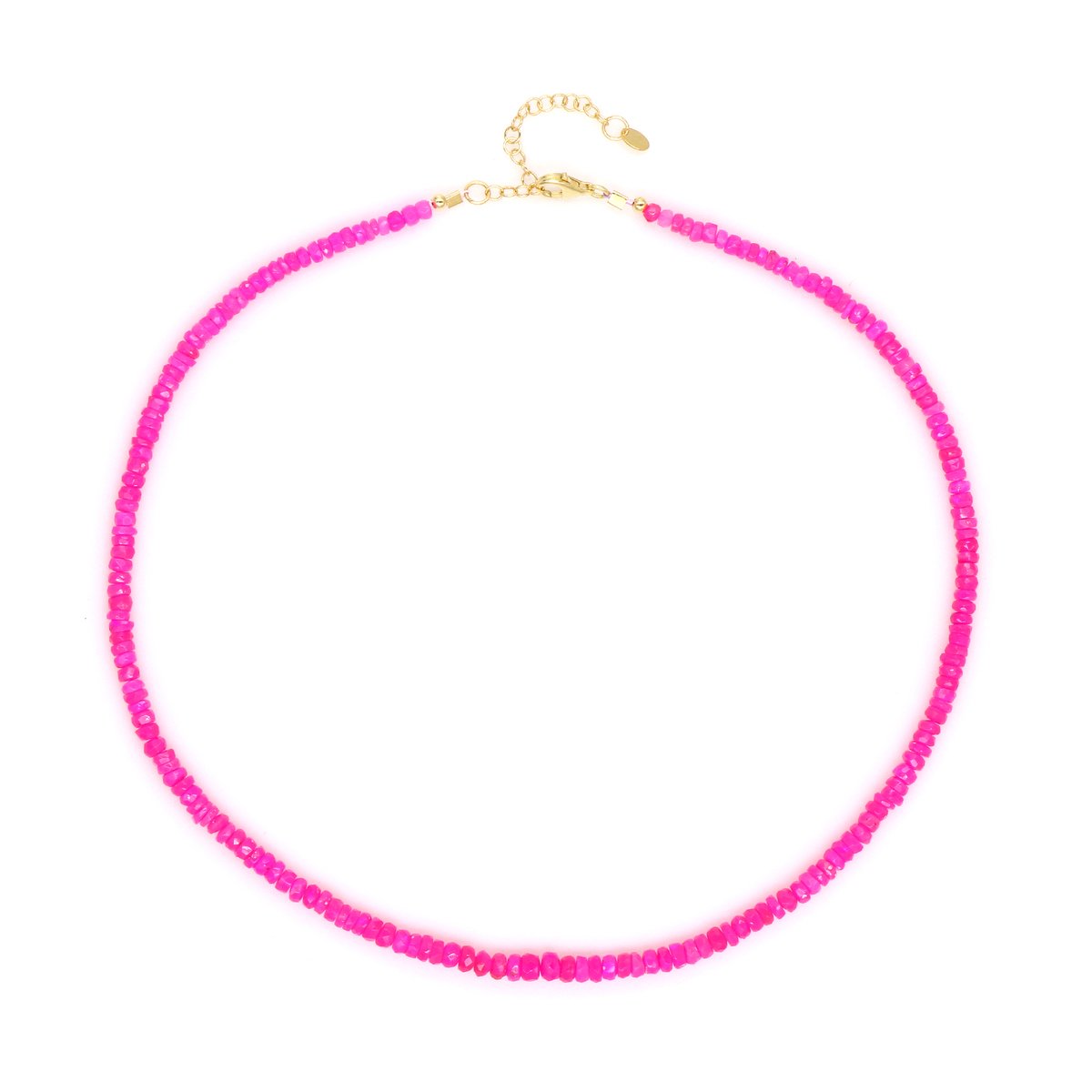 Cavill - 925 Sterling Zilver Halsketting - Roze Ethiopische Opalen 38,59 Ct - Verguld - Fancy Gefacetteerde Kralen - Elegante Dames Ketting