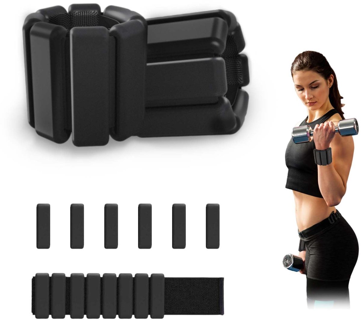 Dailygoods - Verstelbare Arm Gewichten - 1 lb Fitness Armbanden (Zwart)