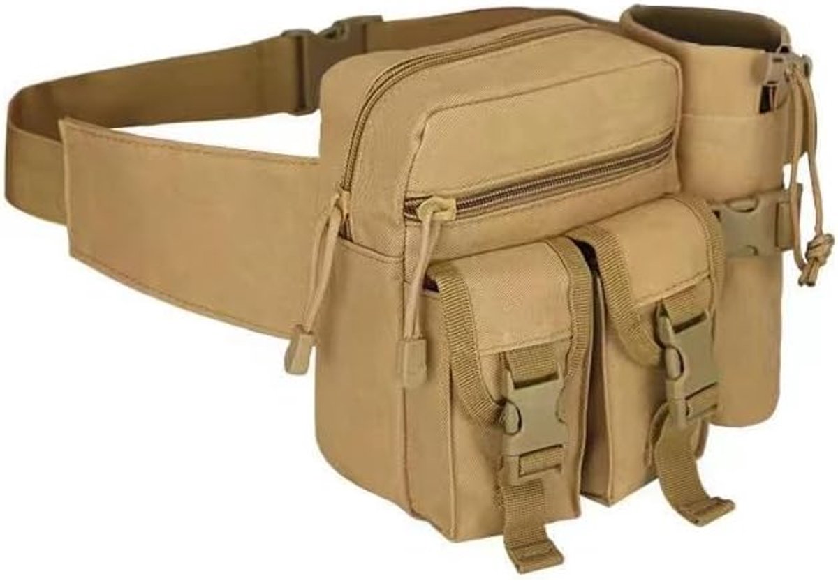 VHV-Sport Heuptas voor Dames en Heren - Multifunctionele Hardloopgordel en Crossbody Tas - Waterdichte Sporttas met Verstelbare Riem - Kaki
