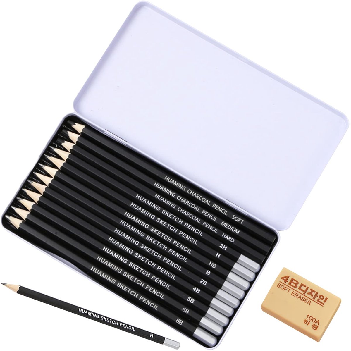 Dailygoods - Set van 12 Professionele Grafietpotloden voor Schetsen - Ideaal voor Beginners en Gevorderden