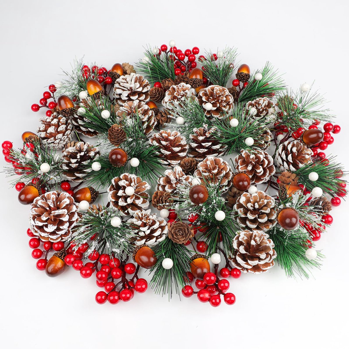 Dailygoods - 140-delige Dennenappels en Bessen voor Kerstdecoratie en DIY Craft