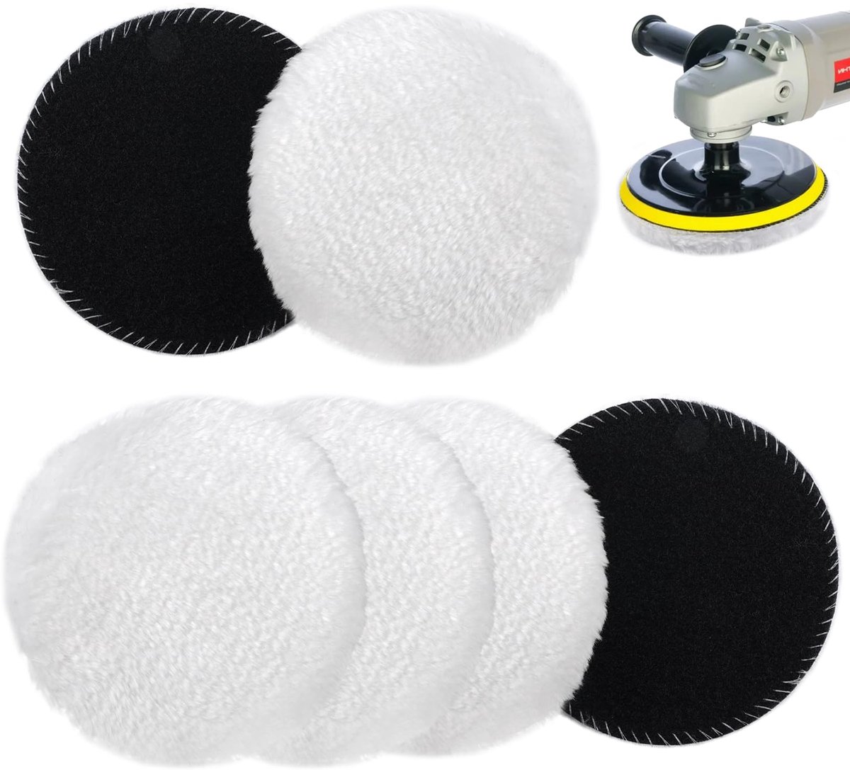 Dailygoods - 6-delige Polijstset voor Random Orbital Schuurmachine met Lamswol Polijstpads