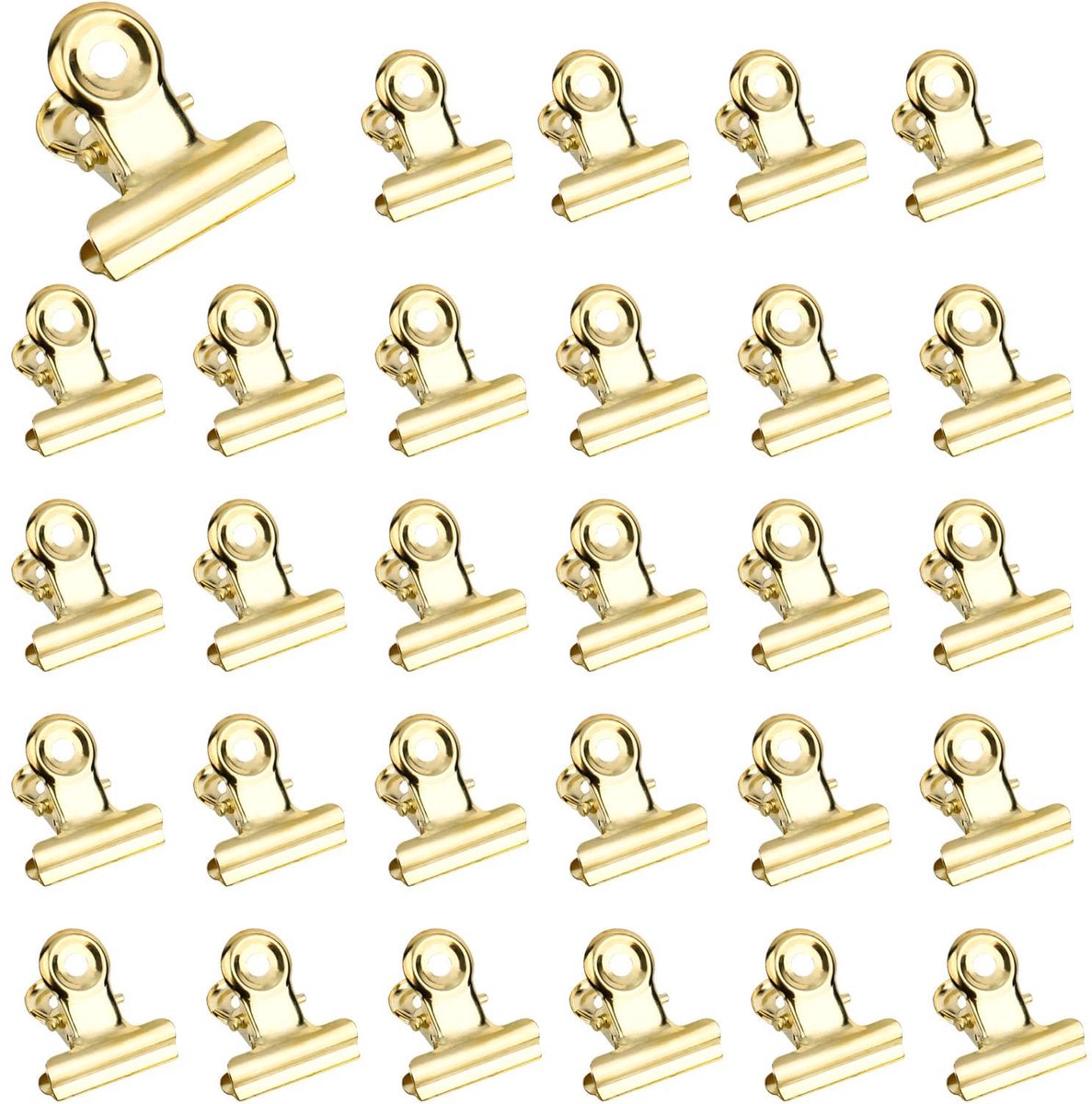 Dailygoods - Gouden Bulldog Paperclips - 60 Stuks, 22 mm, Multifunctionele Kantoorclips