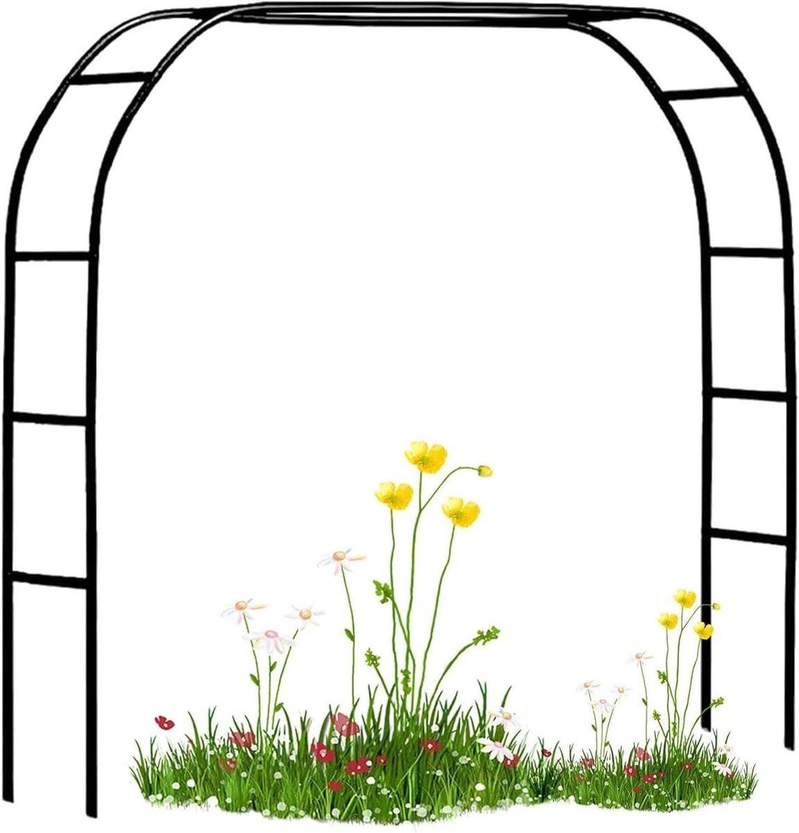 Metalen Tuinboog - Bruiloftsprieel Priëel - Buitendecoratie Tuinfeest - Roestbestendige Coating - 120 cm-350 cm - Zwart