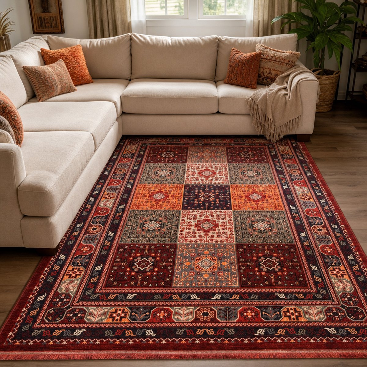 Muratap Artline Oosters Vintage Vloerkleed Sultan Rood Wollook- 300x400 CM
