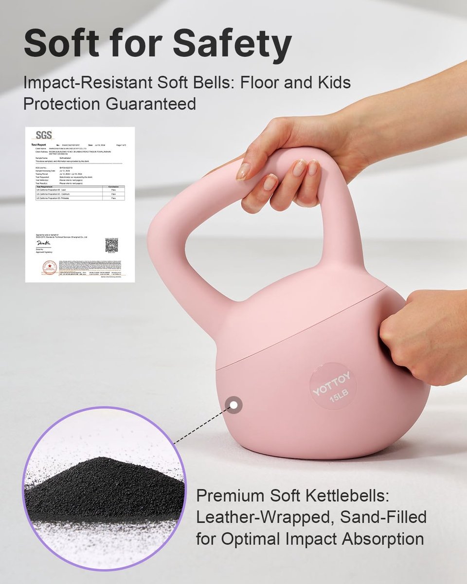 SnelShoppen - Zachte Kettlebell 25 lbs - Antislip Grip Gewicht voor Thuis Workouts - Kettlebells Set voor Sterkte en Veiligheid - Roze Kleur voor Spor