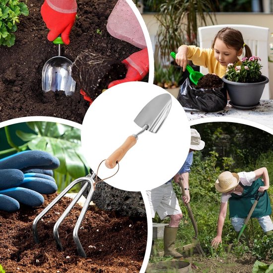 Kleine Tuinschep - Handtroffel RVS Schop - Grondbewerking Tuin - Gebogen Schepkop Rand - 33 x 12 x 5 cm van Merkloos	 — afbeelding 2