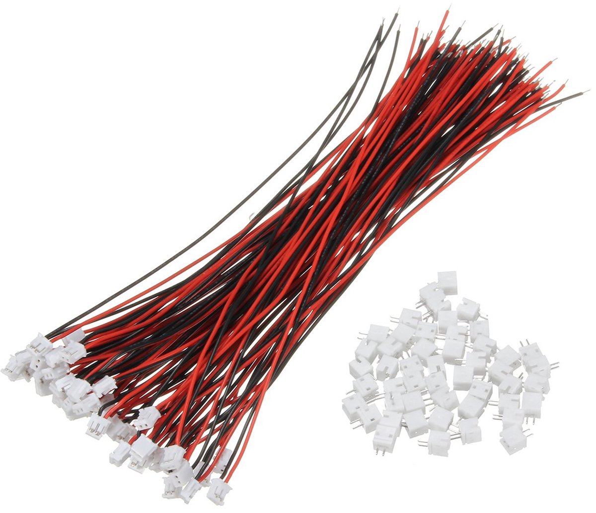 Dailygoods - 100pcs Mini Micro 1.5mm ZH 2 Pin Plug met 150mm Kabel