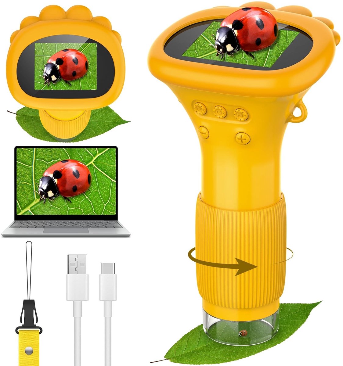 Dailygoods- Digitale Microscoop 200x - Draagbaar - 2,0 Inch Scherm - Educatief Speelgoed - Voor Kinderen 3-14 Jaar - 1080p HD Beelden