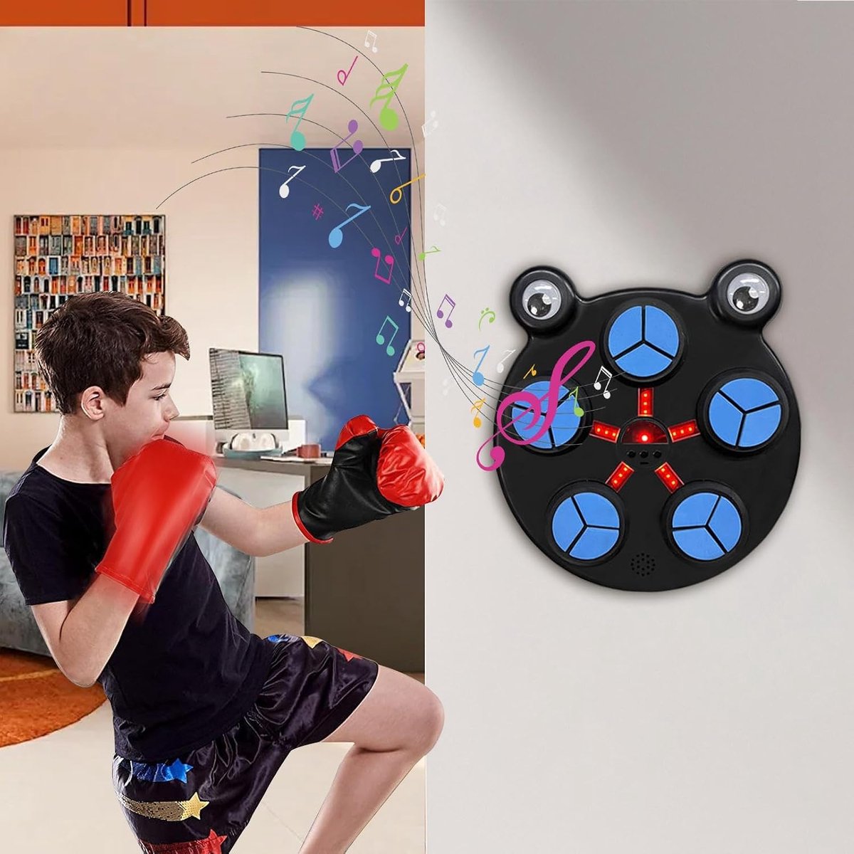 Muziek Boksmachine - Ritme Trainer - Thuis Sporten - Interactieve Ritme Training - 33.5 x 29.5 cm - Zwart