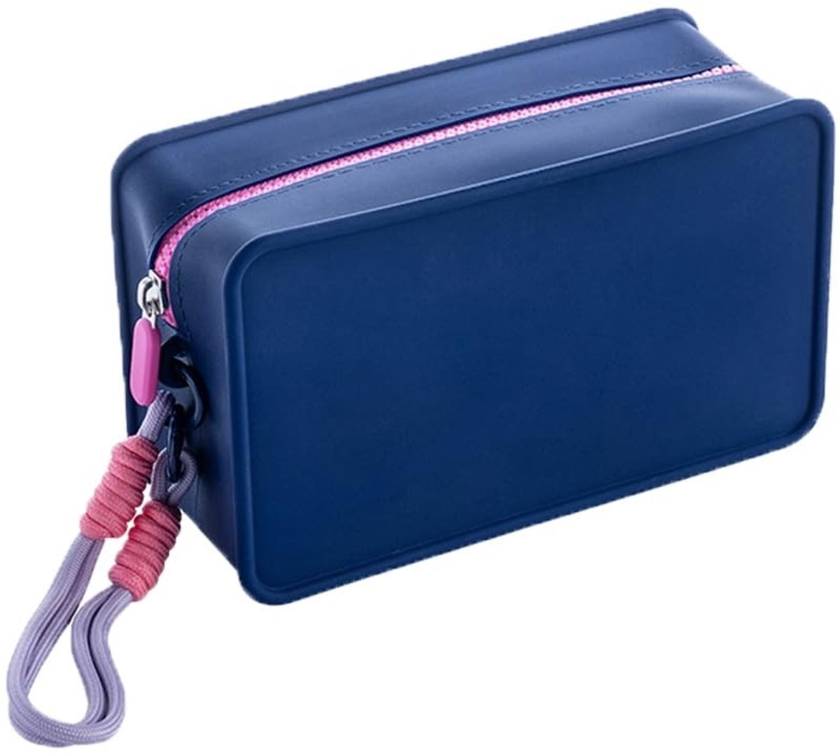 Dailygoods - Waterdichte Siliconen Cosmeticatas Dames - Grote Minimalistische Make-up Organizer - Donkerblauw